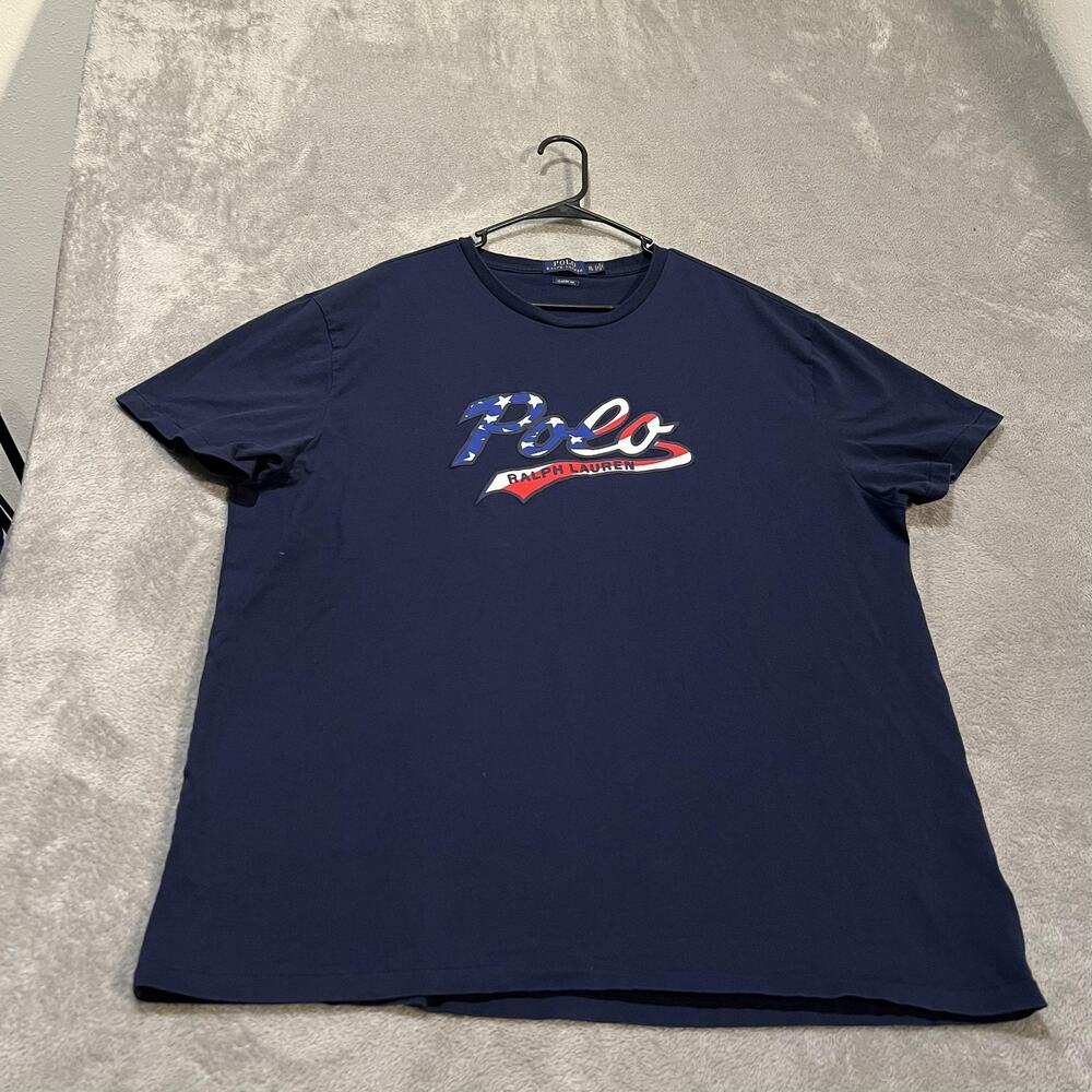 Polo Ralph Lauren Shirt Mens XL Navy USA Flag Polo Graphic Classic Fit